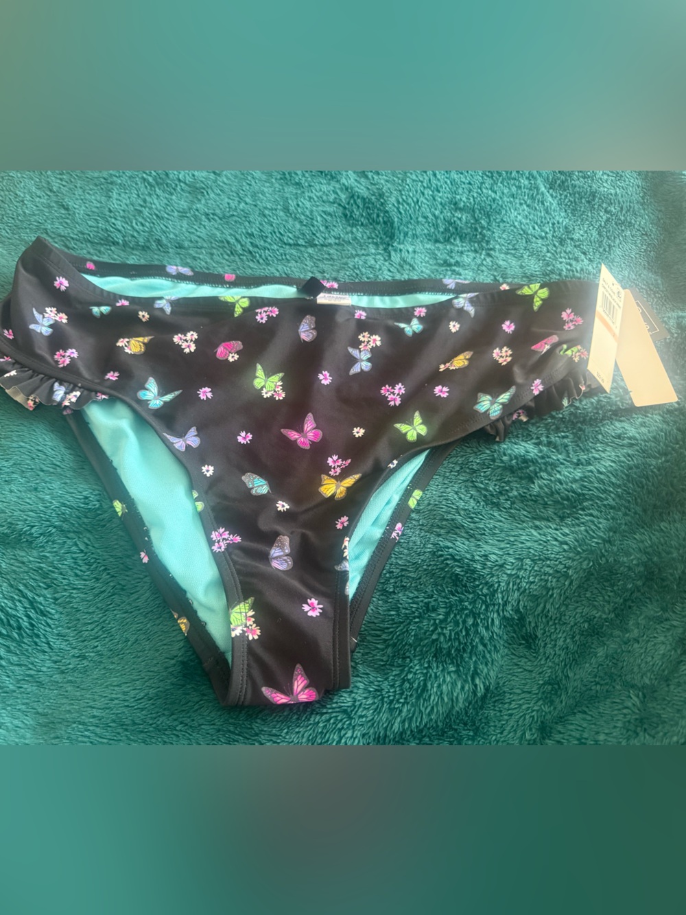 Women’s Black Butterfly Print Swim Bottoms